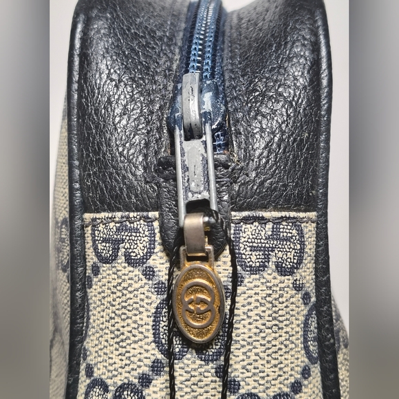 Vintage Supreme Sherry Gucci Beige And Blue Men's Women's Bag With Zipper Clutch - Picture 6 of 12